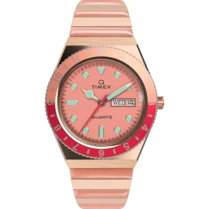 Timex Women's Watch - Q Malibu Rotating Bezel Pink Dial Expansion Bracelet | TW2V38600