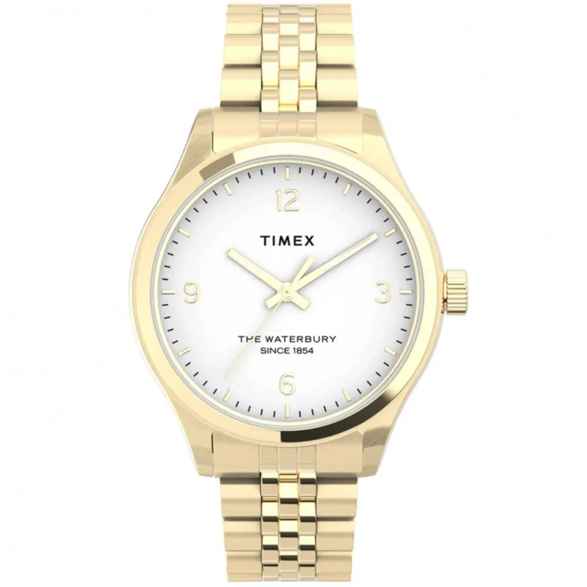 Timex Women's Watch - Waterbury White Dial Yellow Gold Bracelet | TW2T74800VQ