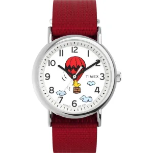 Timex Women's Watch - Weekender Peanuts Balloon White Dial Fabric Strap | TW2Y11700