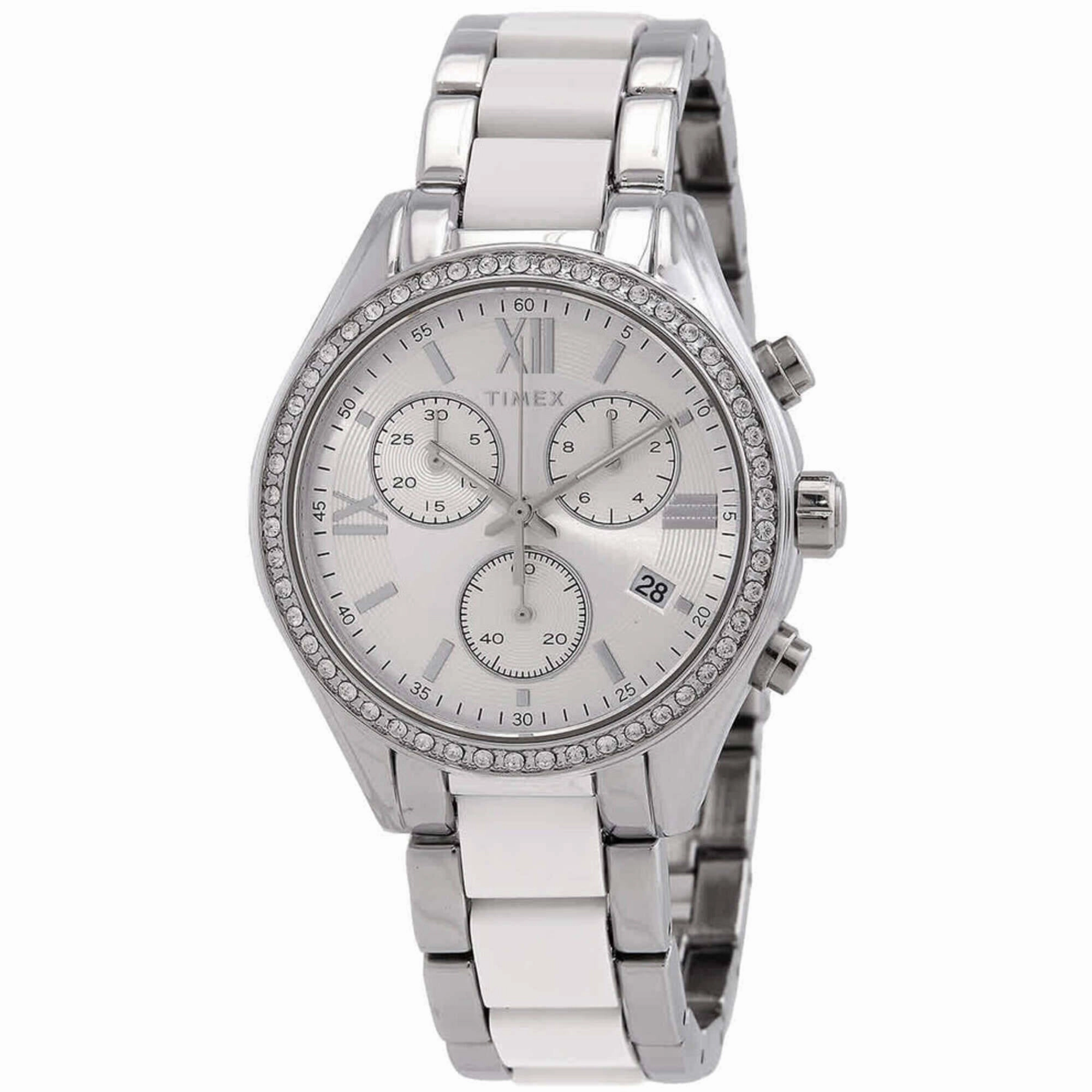Timex Women's Watch - Classic Two Tone Silver Tone and White Bracelet | TW2V74700