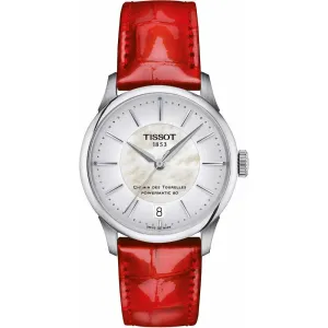 Tissot Chemin Des Tourelles Powermatic Red Leather Strap Women Watch T1392071611100