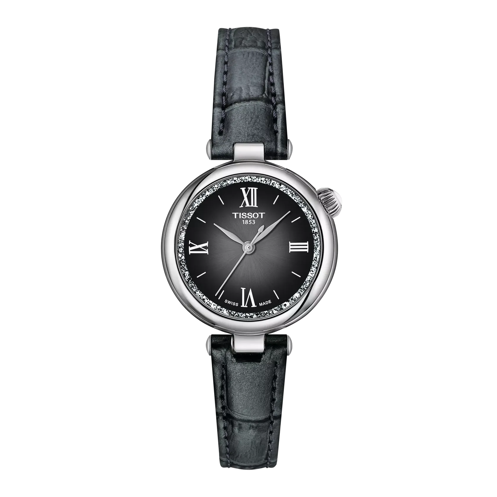 TISSOT DESIR BLACK DIAL BLACK SLIM LEATHER STRAP WATCH T1520101603800