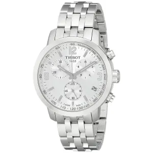Tissot Men's Chronograph Watch - PRC 200 Silver Tone Dial Bracelet | T0554171103700
