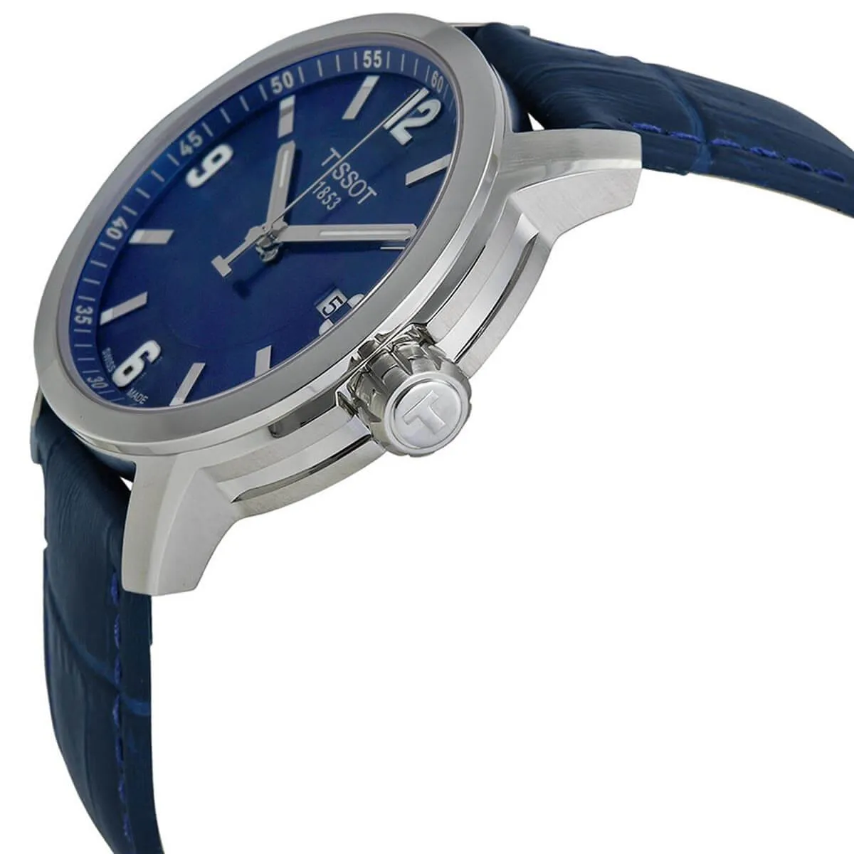 Tissot Men's Quartz Watch - PRC 200 Blue Dial Leather Strap | T0554101604700