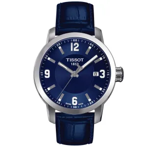 Tissot Men's Quartz Watch - PRC 200 Blue Dial Leather Strap | T0554101604700