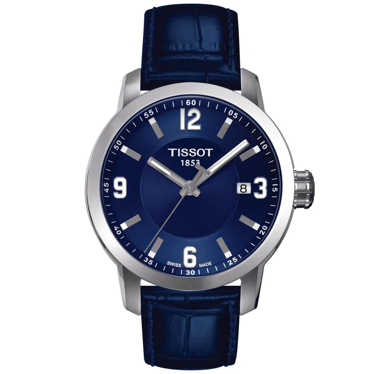 Tissot Men's Quartz Watch - PRC 200 Blue Dial Leather Strap | T0554101604700