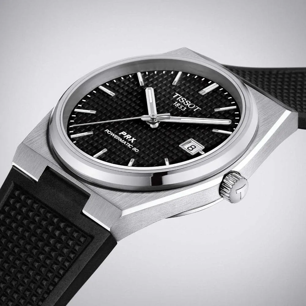 Tissot PRX Powermatic Black Dial And Rubber Strap Men Watch T1374071705100