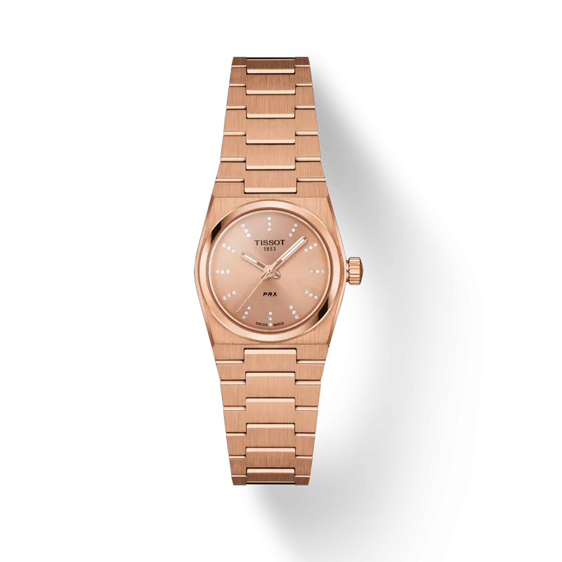 TISSOT PRX T1370103350600 25mm CARNATION GOLD STEEL WATCH