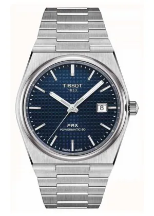 TISSOT SWISS GENTS T CLASSIC PRX POWERMATIC 80 BLUE DIAL T137-407-11-041-00