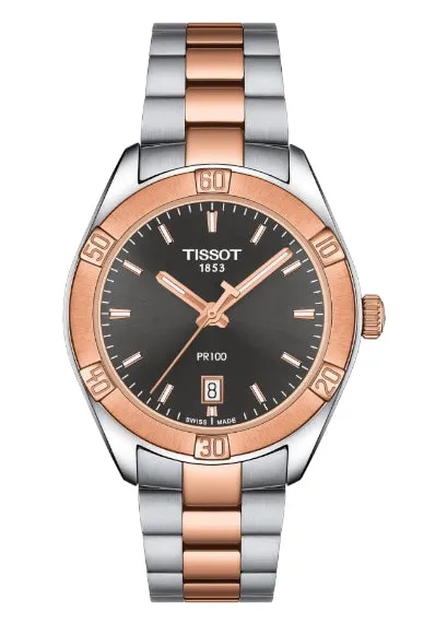 TISSOT SWISS LADIES PR100 SPORT CHIC ANTHRACITE TWO-TONE T101-910-22-061-00