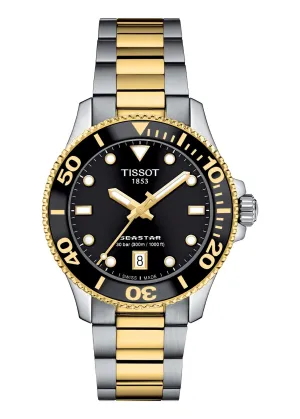 TISSOT SWISS SEA STAR T-SPORT 1000 TWO-TONE BLACK DIAL T120-210-22-051-00
