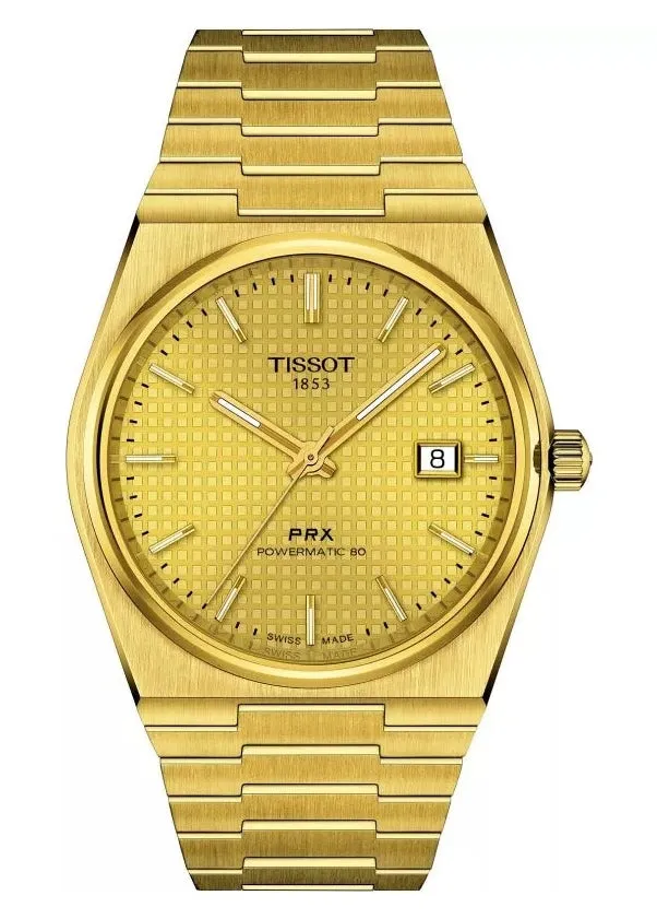 TISSOT SWISS T CLASSIC PRX POWERMATIC 80 CHAMPAGNE DIAL GOLD T137-407-33-021-00