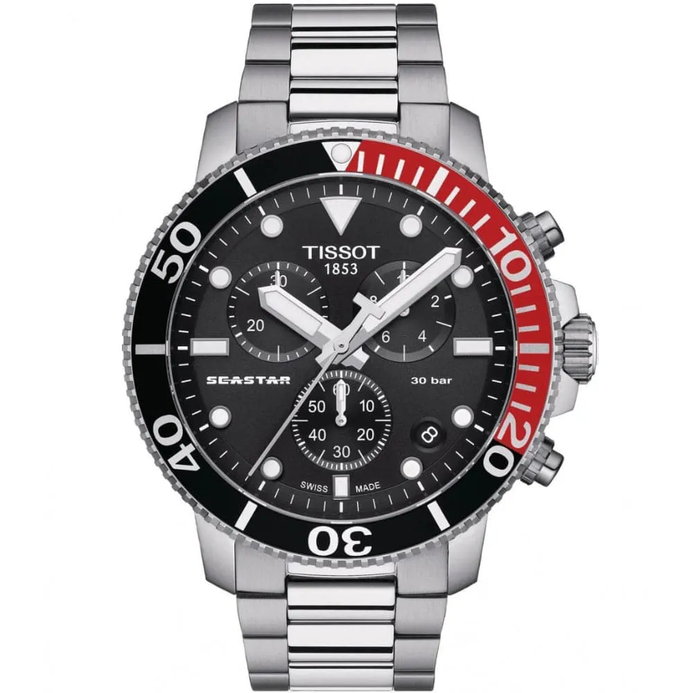 TISSOT T1204171105101 SEASTAR BLACK DIAL STAINLESS STEEL MEN'S WATCH