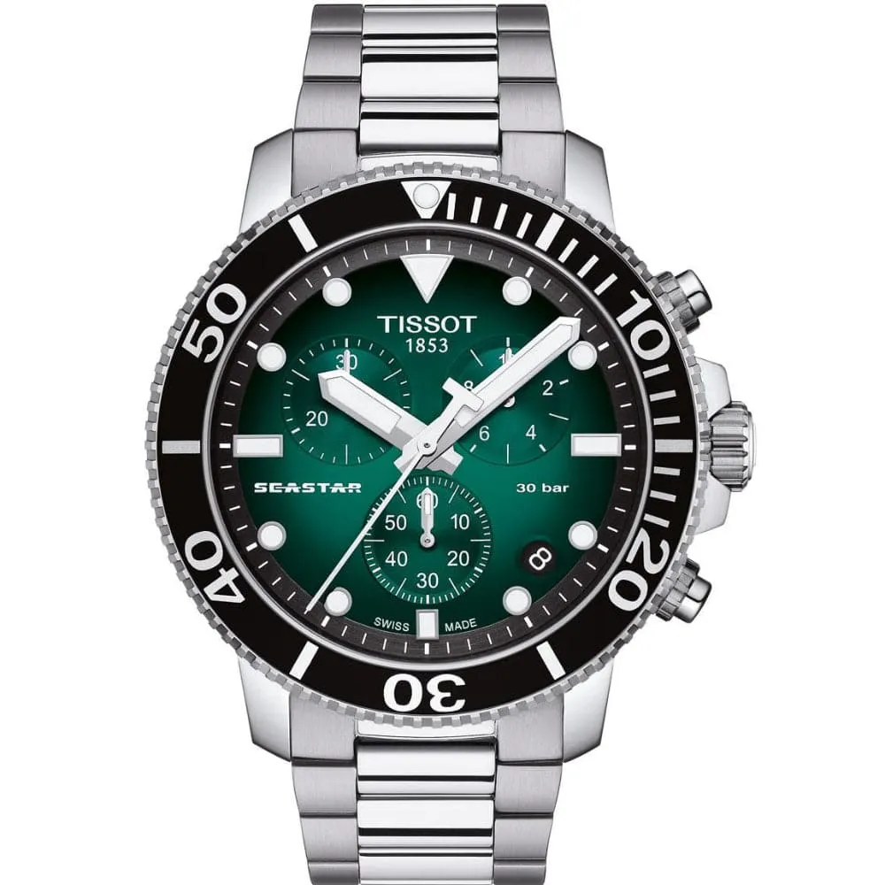 TISSOT T1204171109101 SEASTAR GREEN DIAL CHRONOGRAPH MEN'S WATCH