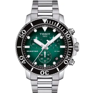 TISSOT T1204171109101 SEASTAR GREEN DIAL CHRONOGRAPH MEN'S WATCH