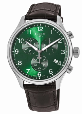 Tissot Chrono XL Classic Quartz Chronograph Green Dial Brown Leather Strap Men's Watch T116.617.16.092.00