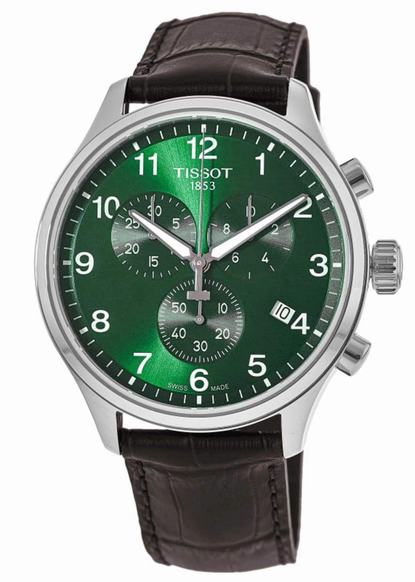Tissot Chrono XL Classic Quartz Chronograph Green Dial Brown Leather Strap Men's Watch T116.617.16.092.00