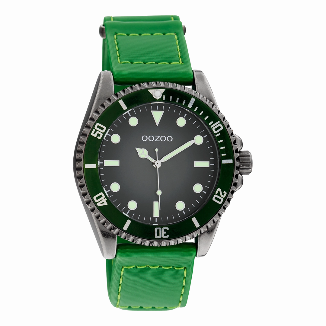 Titanium OOZOO watch with green velcro strap - C11010