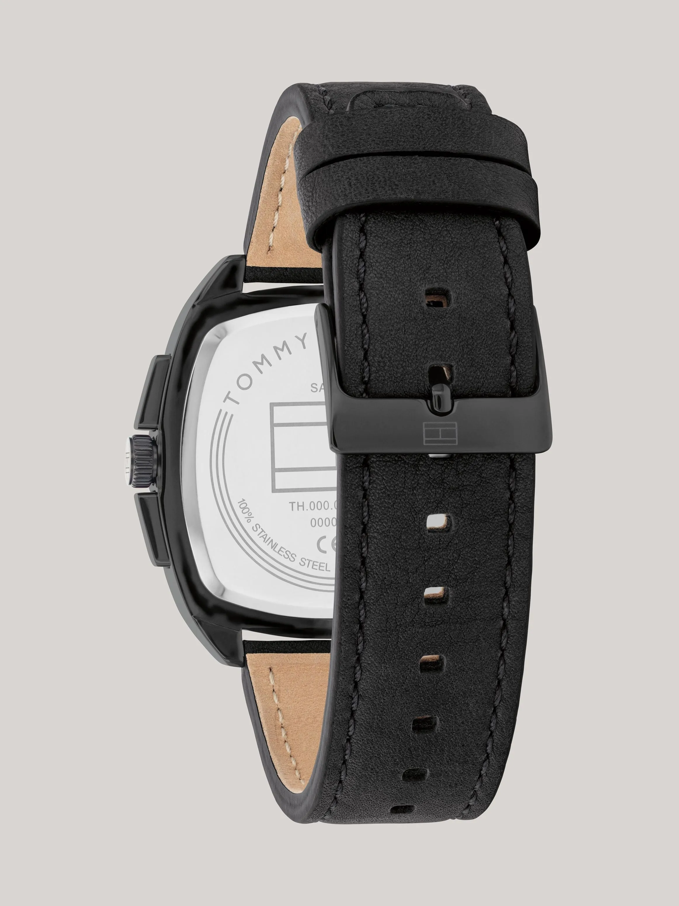 TOMMY HILFIGER APOLLO BLACK DIAL LEATHER STRAP WATCH 1710556
