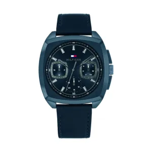 TOMMY HILFIGER APOLLO BLUE DIAL LEATHER STRAP WATCH 1710558