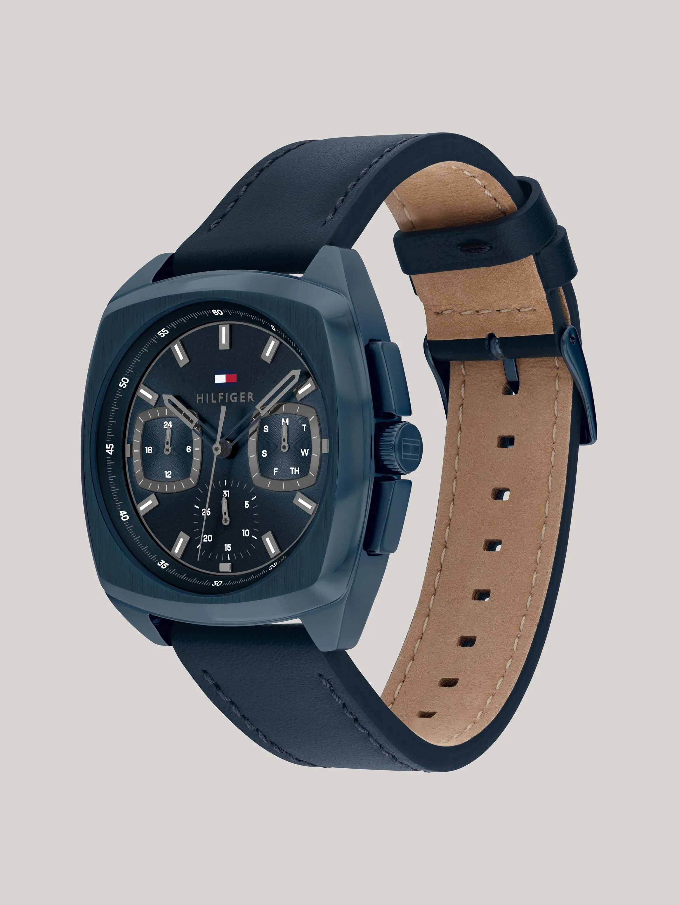 TOMMY HILFIGER APOLLO BLUE DIAL LEATHER STRAP WATCH 1710558
