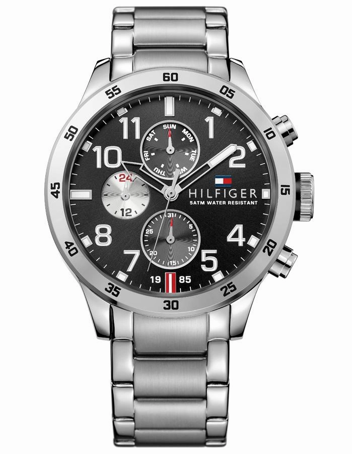 Tommy Hilfiger Trent Mens Watch - Black Dial - Bracelet - Day/Date - 50m