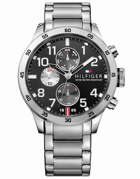 Tommy Hilfiger Trent Mens Watch - Black Dial - Bracelet - Day/Date - 50m