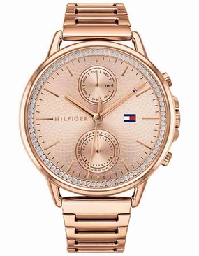Tommy Hilfiger Womens Carly Watch - Rose Gold-Tone - Crystals - Bracelet