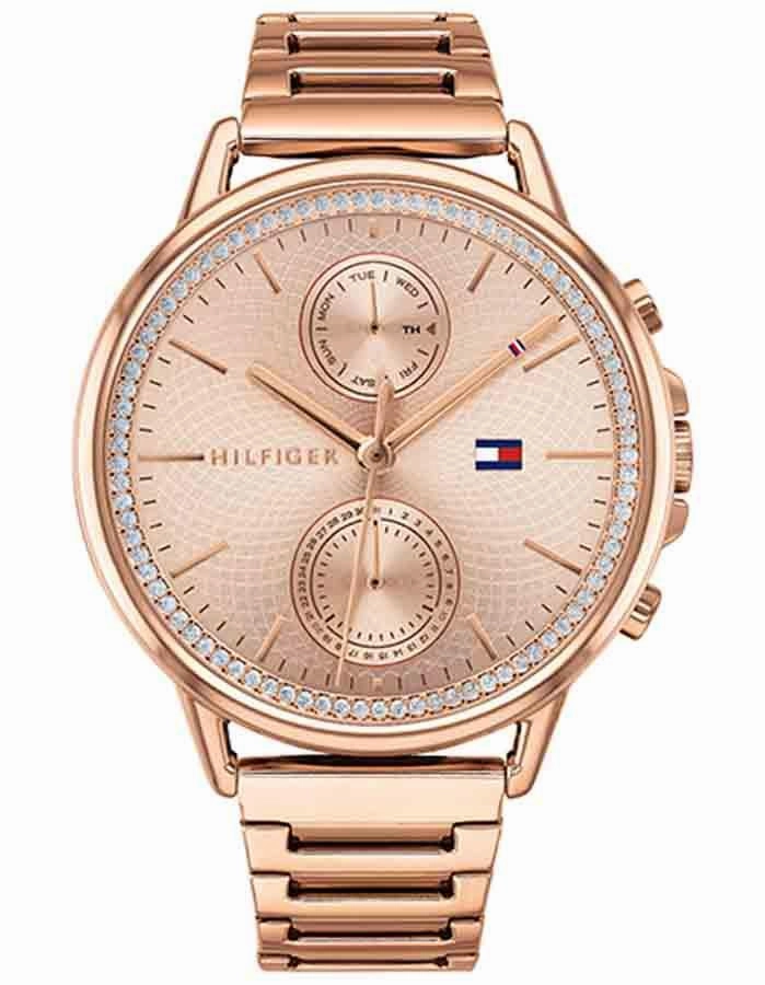 Tommy Hilfiger Womens Carly Watch - Rose Gold-Tone - Crystals - Bracelet