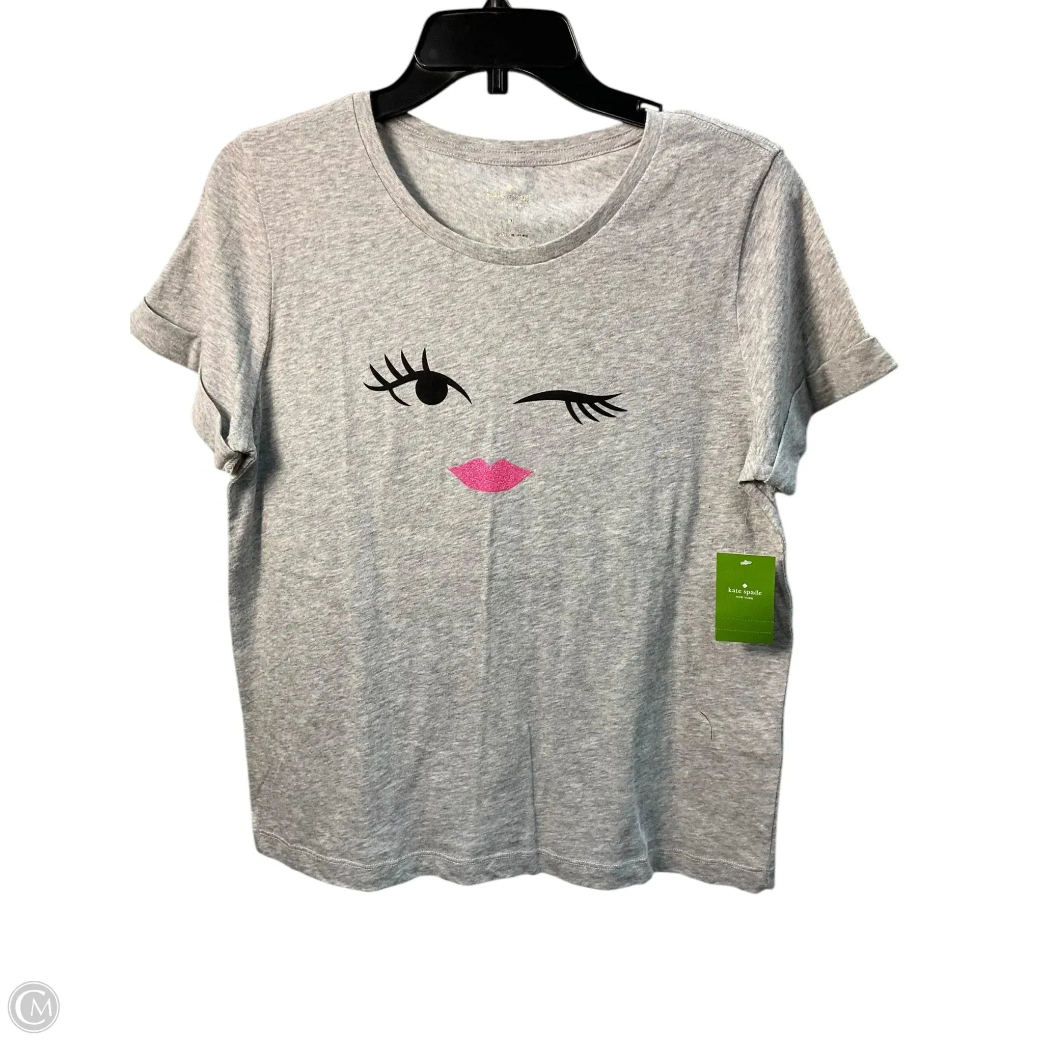 Top Short Sleeve Designer By Kate Spade In Grey, Size: M kate spade