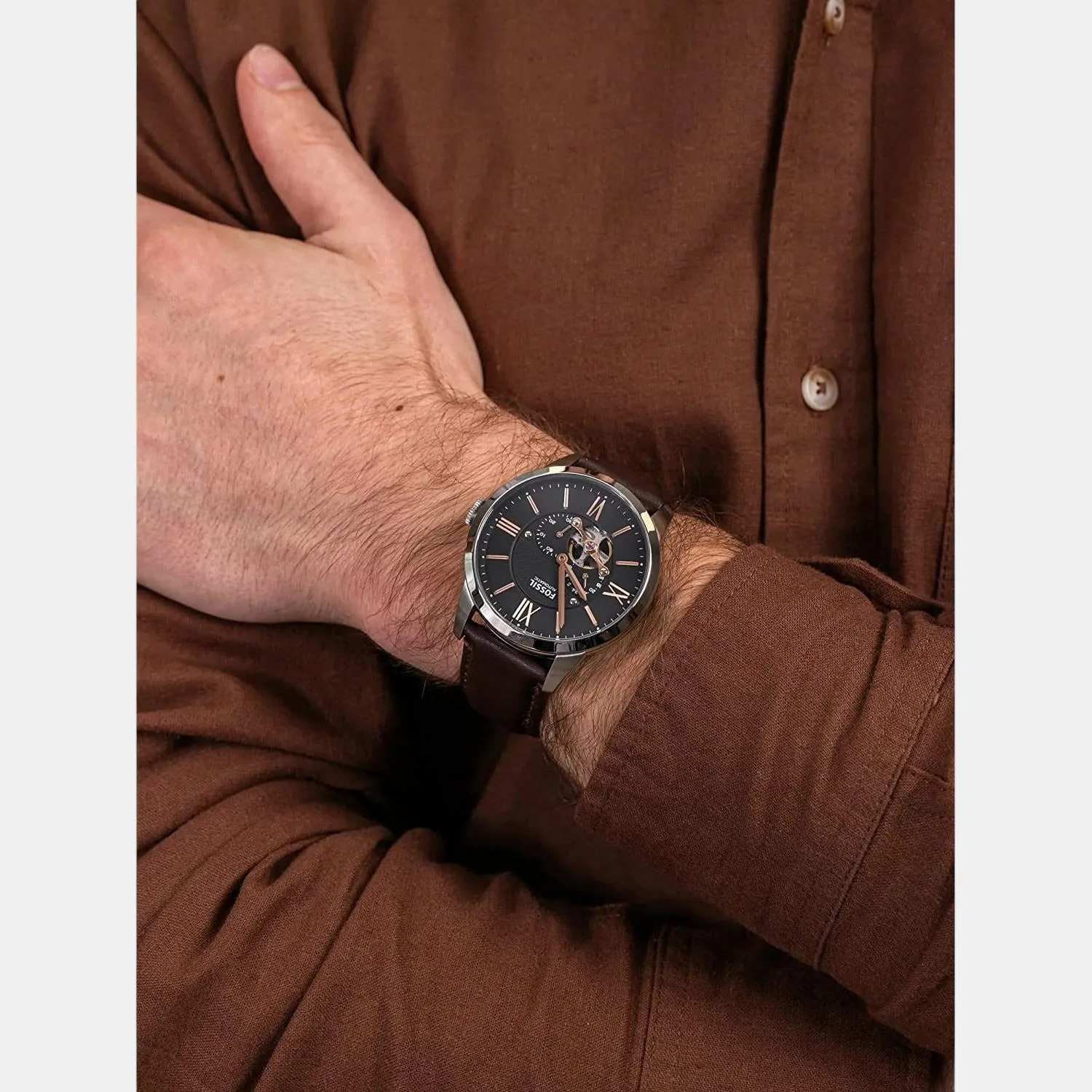 Townsman Men Automatic Black Dial Multi-Function Leather Watch ME3061