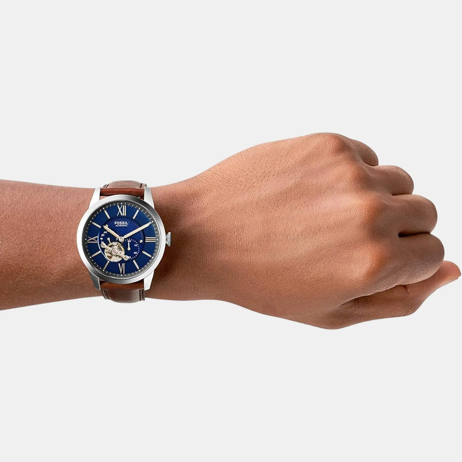 Townsman Men Automatic Blue Dial Multi-Function Leather Watch ME3110