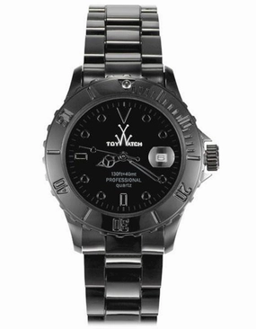 ToyWatch Midsize Monochrome Black Plasteramic Case & Bracelet - Magnified Date