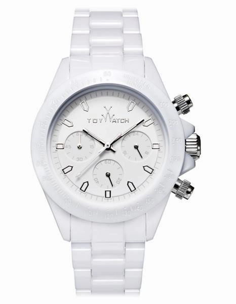 ToyWatch Midsize Monochrome Chrono White - Link Bracelet