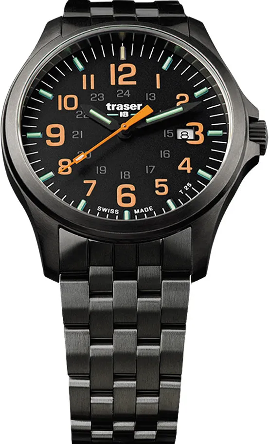 Traser H3 P67 Officer Pro GunMetal Black/Orange Watch