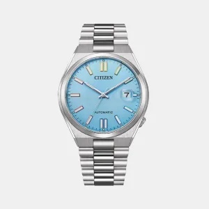 Tsuyosa Men Automatic Blue Dial Analog Stainless Steel Band Watch NJ0151-53L