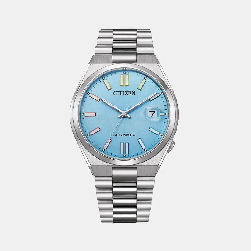 Tsuyosa Men Automatic Blue Dial Analog Stainless Steel Band Watch NJ0151-53L
