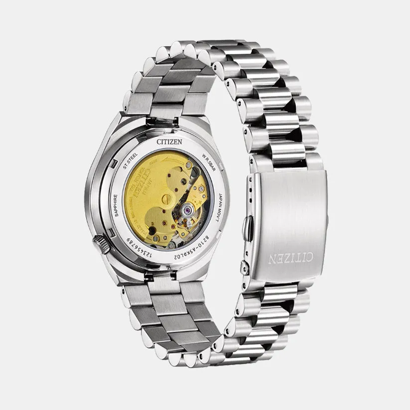Tsuyosa Men Automatic Orange Dial Analog Stainless Steel Watch NJ0151-88Z