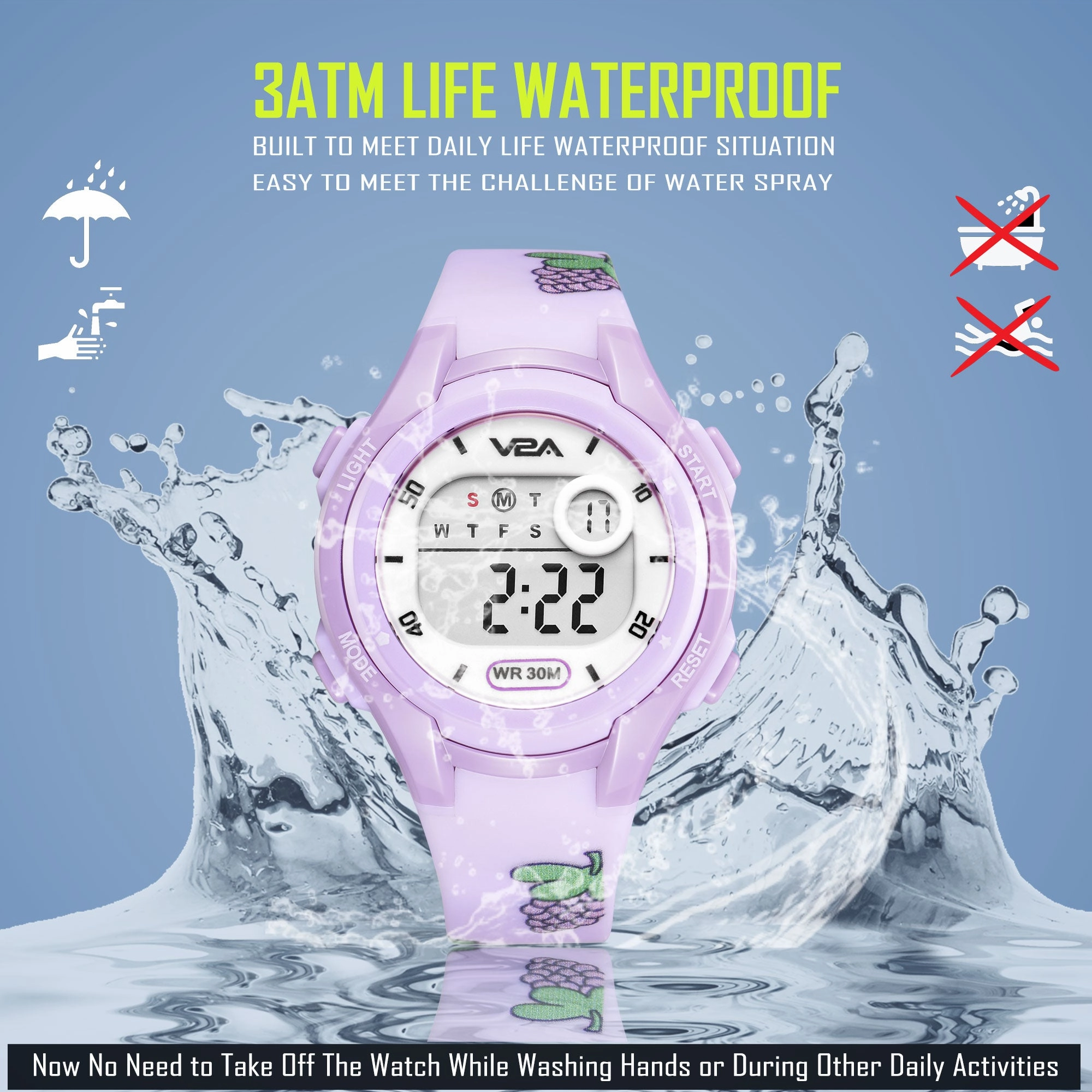 V2A Boys and Girls Kids Watch - Waterproof Watch, Gifts for Boys and Girls Age 5-13 for Multi-Functional 30 M Waterproof Digital Sports Watches for 3 4 5 6 7 Year Old Girls