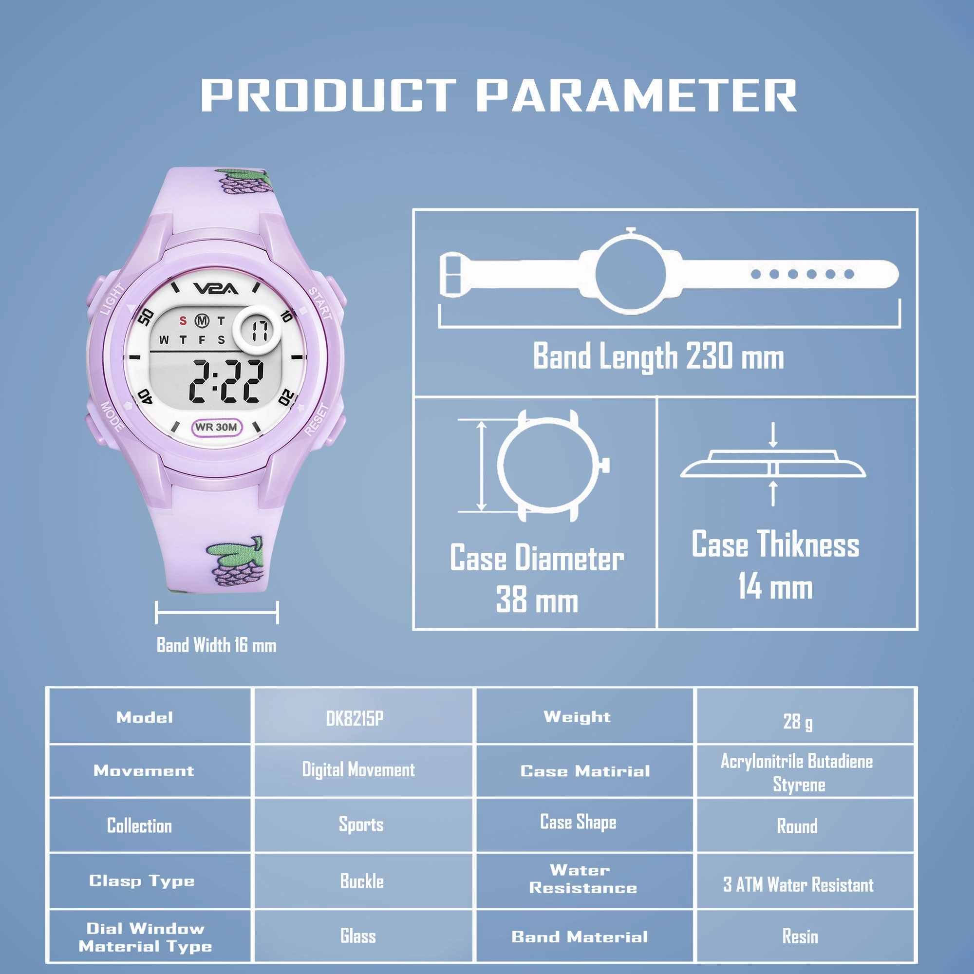 V2A Boys and Girls Kids Watch - Waterproof Watch, Gifts for Boys and Girls Age 5-13 for Multi-Functional 30 M Waterproof Digital Sports Watches for 3 4 5 6 7 Year Old Girls