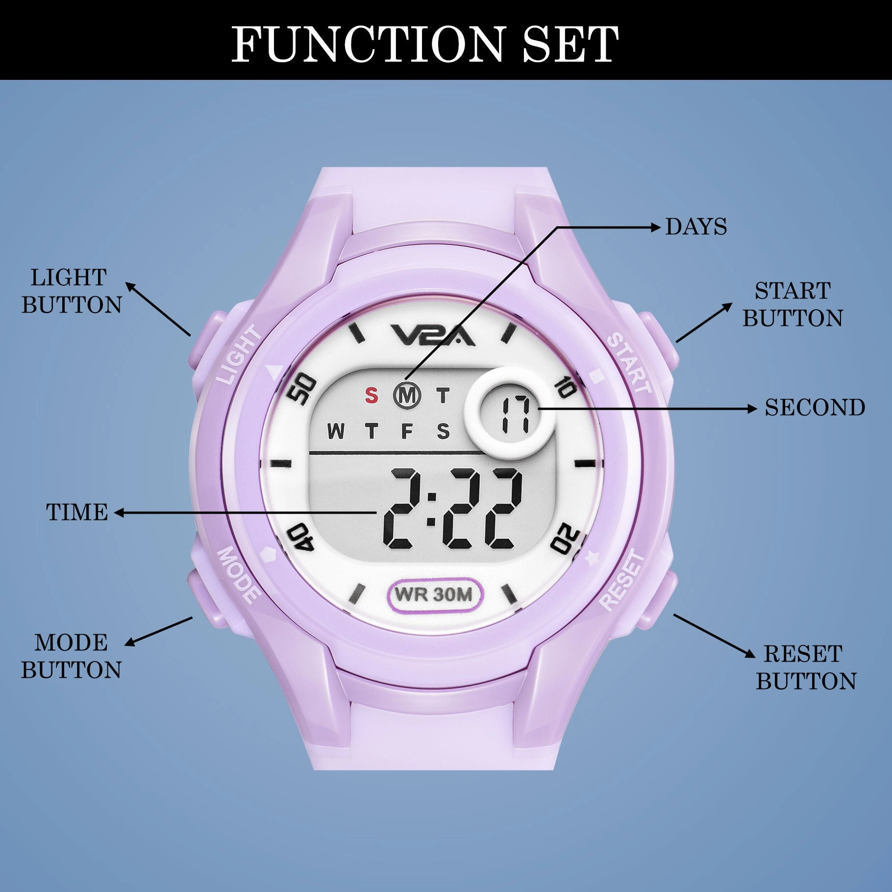 V2A Boys and Girls Kids Watch - Waterproof Watch, Gifts for Boys and Girls Age 5-13 for Multi-Functional 30 M Waterproof Digital Sports Watches for 3 4 5 6 7 Year Old Girls