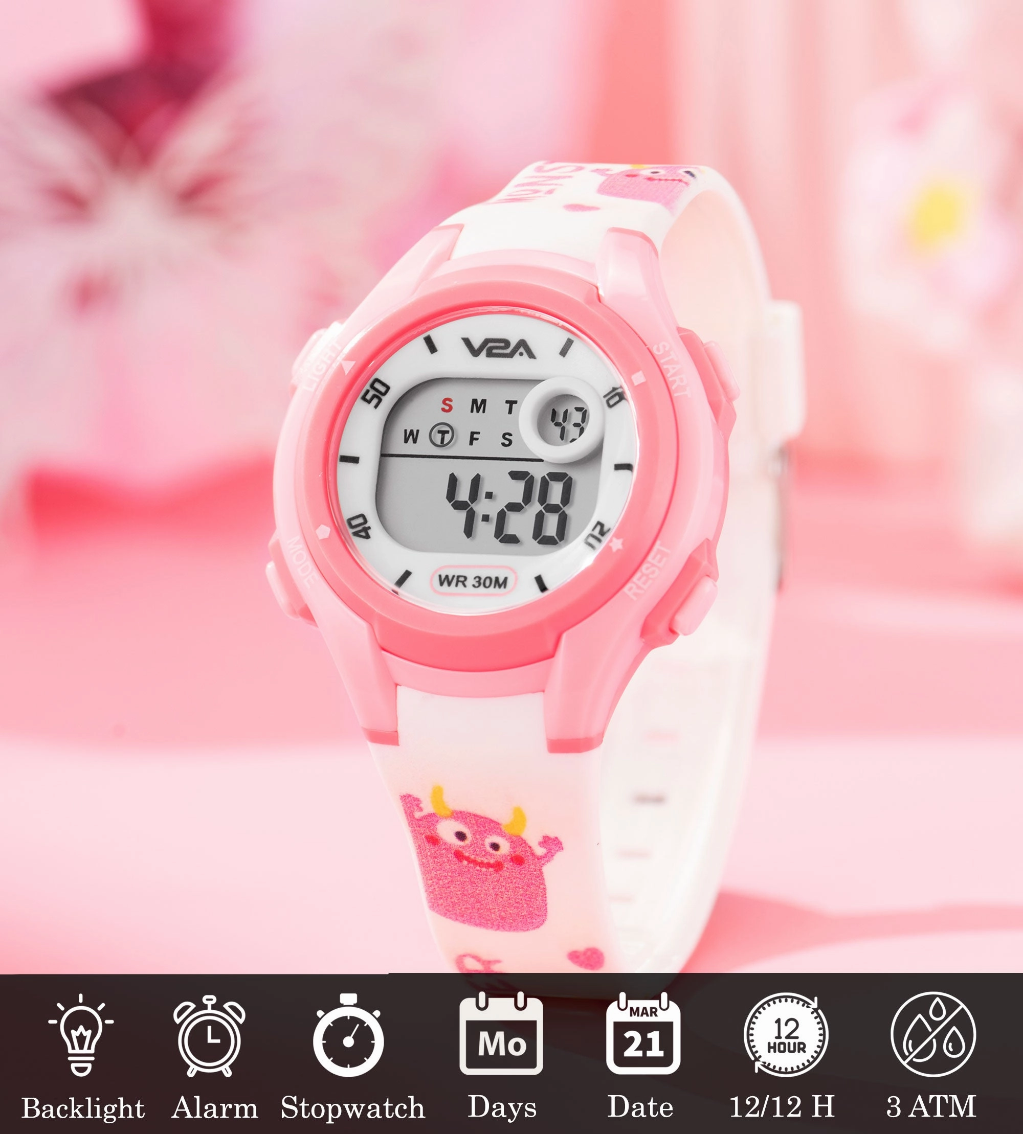 V2A Boys and Girls Kids Watch - Waterproof Watch, Gifts for Boys and Girls Age 5-13 for Multi-Functional 30 M Waterproof Digital Sports Watches for 3 4 5 6 7 Year Old Girls