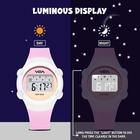 V2A Color Play Digital Watch for Girls, Waterproof Kids Sports Watch with Alarm, Stopwatch & Backlight | LED Display, Shockproof Design | Best Birthday Gift for Girls Ages 4?