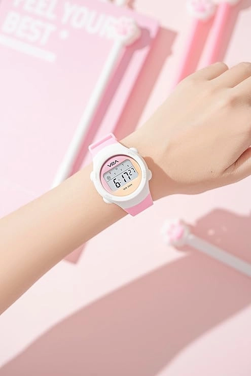 V2A Color Play Digital Watch for Girls, Waterproof Kids Sports Watch with Alarm, Stopwatch & Backlight | LED Display, Shockproof Design | Best Birthday Gift for Girls Ages 4?