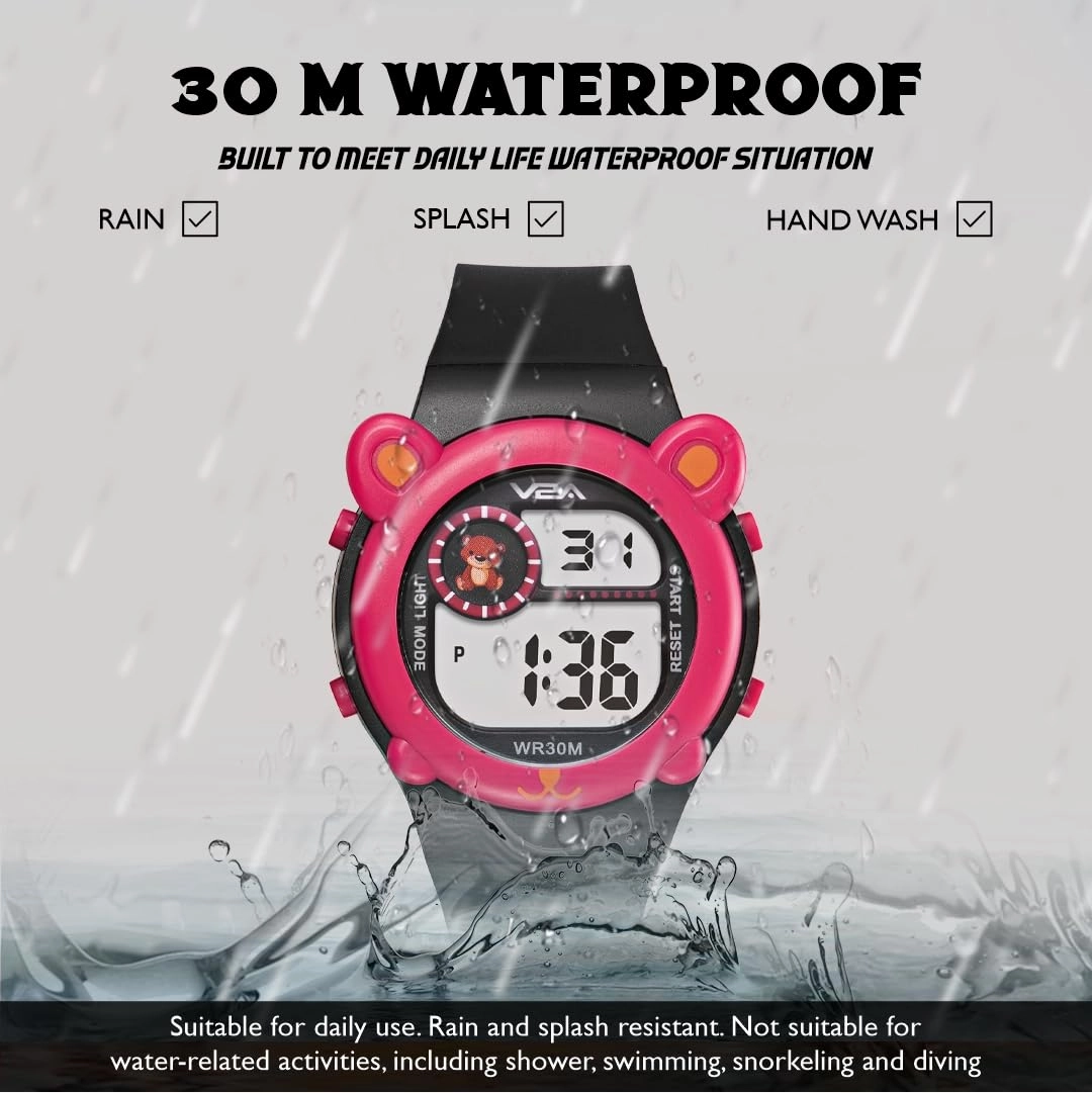V2A Critter Series Digital Watch for Kids (Ages 3?0) ?Cute Cat Ears, 7-Color Backlight, Waterproof, Alarm & Stopwatch