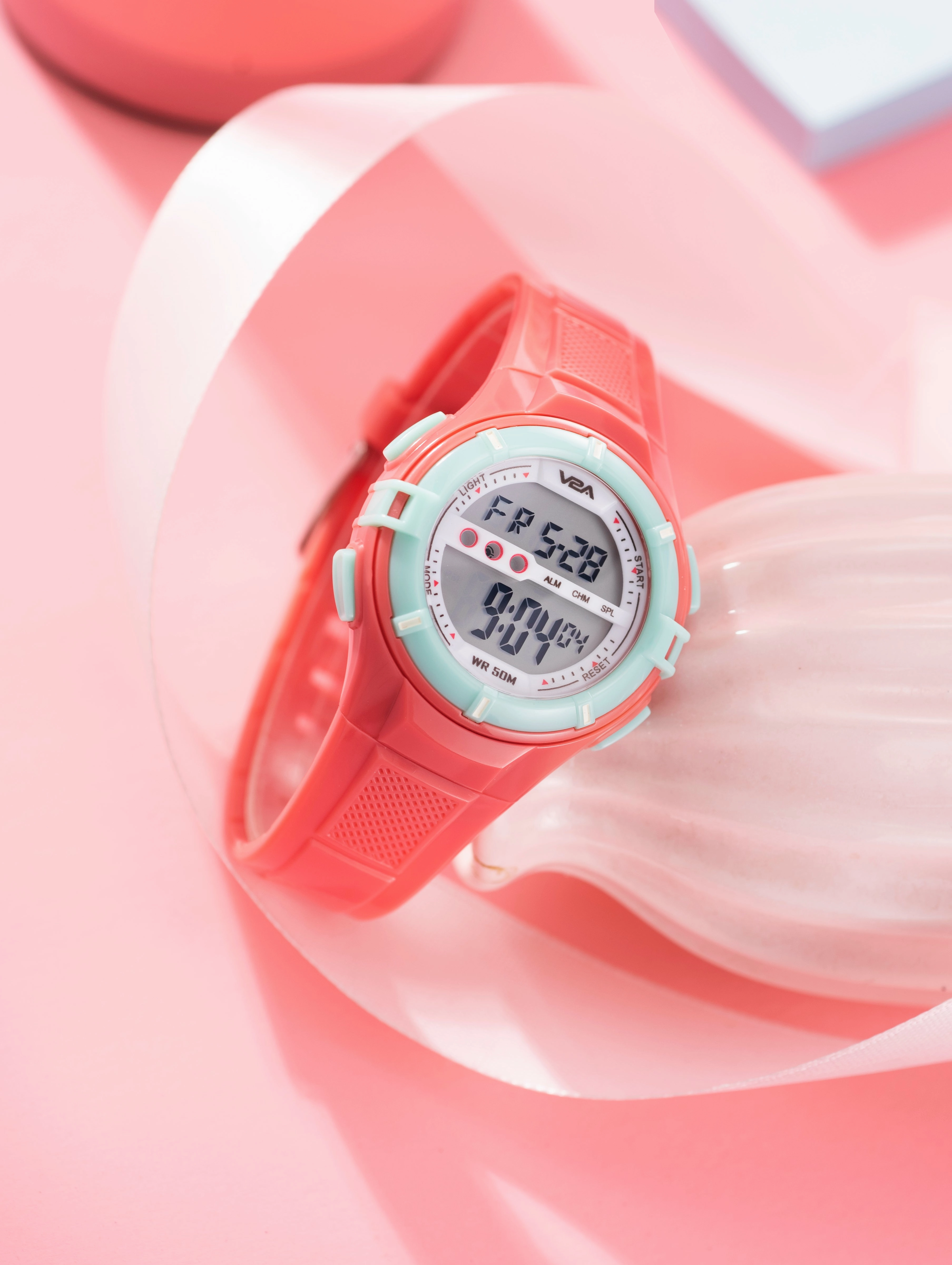V2A Digital 5ATM Waterproof Kids White Sports Watch for Girls