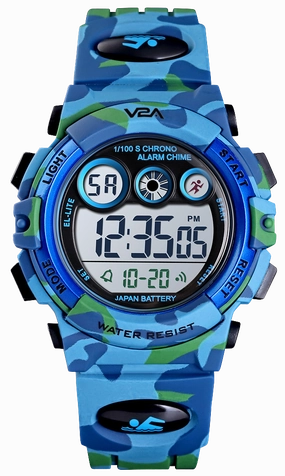 V2A Digital Kids Sports Watch with 7 Color Backlight Alarm Stopwatch for Boys and Girls
