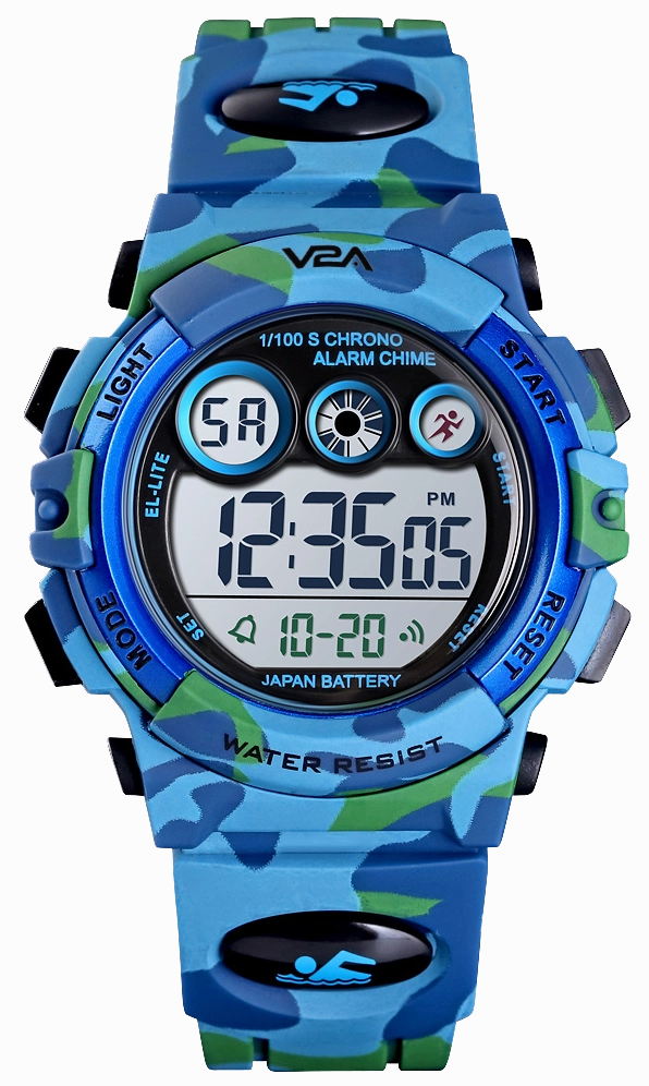 V2A Digital Kids Sports Watch with 7 Color Backlight Alarm Stopwatch for Boys and Girls
