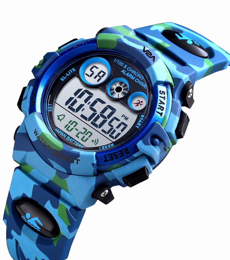 V2A Digital Kids Sports Watch with 7 Color Backlight Alarm Stopwatch for Boys and Girls
