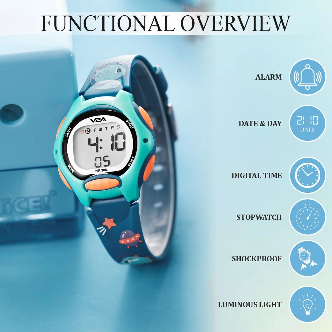 V2A Digital Watch for Boys ?Kids Between 3 to 10 Years of Age Multi-Functional 30 M Waterproof Digital Sports Watches for Boys| Watch for Kids Age 3 5 6 7 8